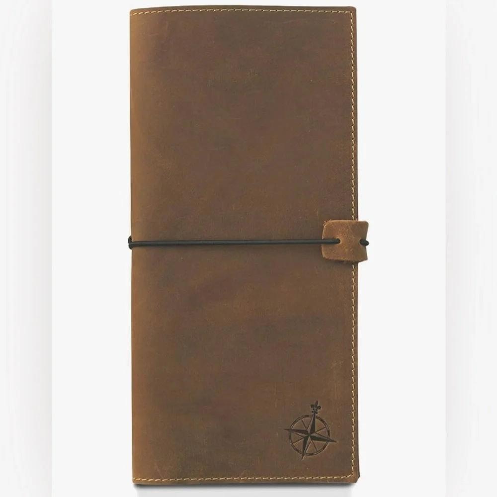 WANDERINGS Genuine Leather Passport Wallet with RFID Blocking for Men or Women